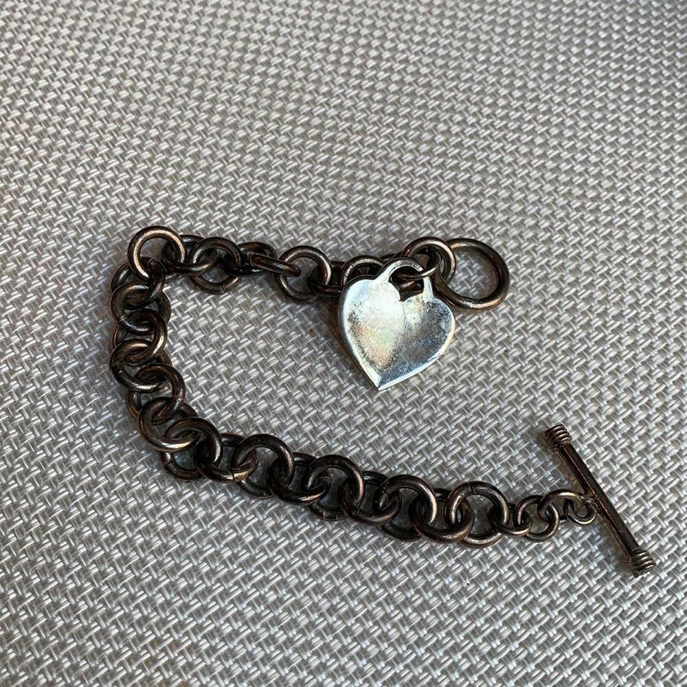 Heart Tag Vintage sterling silver heavy bracelet